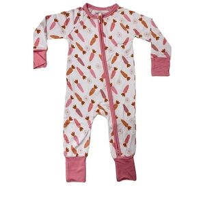 In My Jammers Pink Carrot Easter Zipper Romper